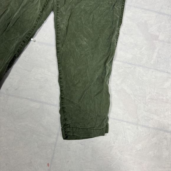Loft Womens Cropped Jogger Pants Olive Green Drawstring Waist Pockets Size MP - Picture 12 of 16